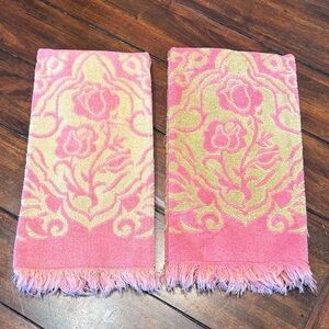 2 Vintage Stevens Utica Floral Hand Towels
